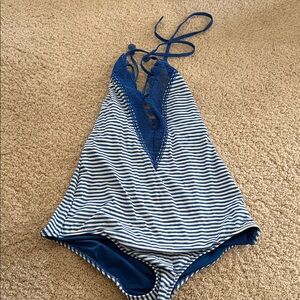 Striped Blue and White Swimsuit